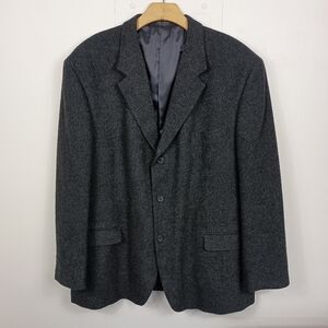 VTG Albert Nipon 100% Camel Hair Sport Coat Blazer 48R Charcoal 3-Button Jacket